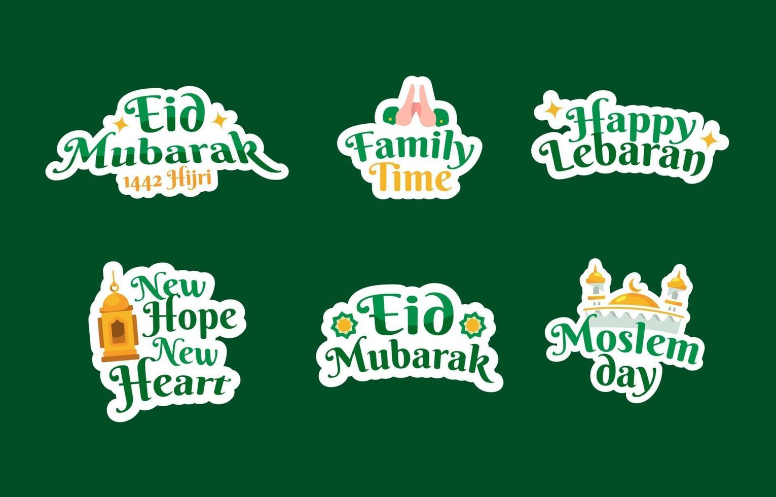 etiqueta engomada de eid mubarak vector