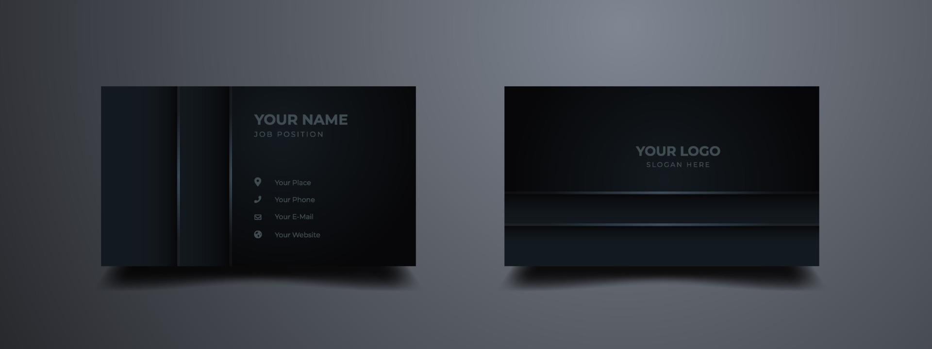 Luxury business card with realistic shape. Dark gradient abstract background. Vector illustration ready to print.