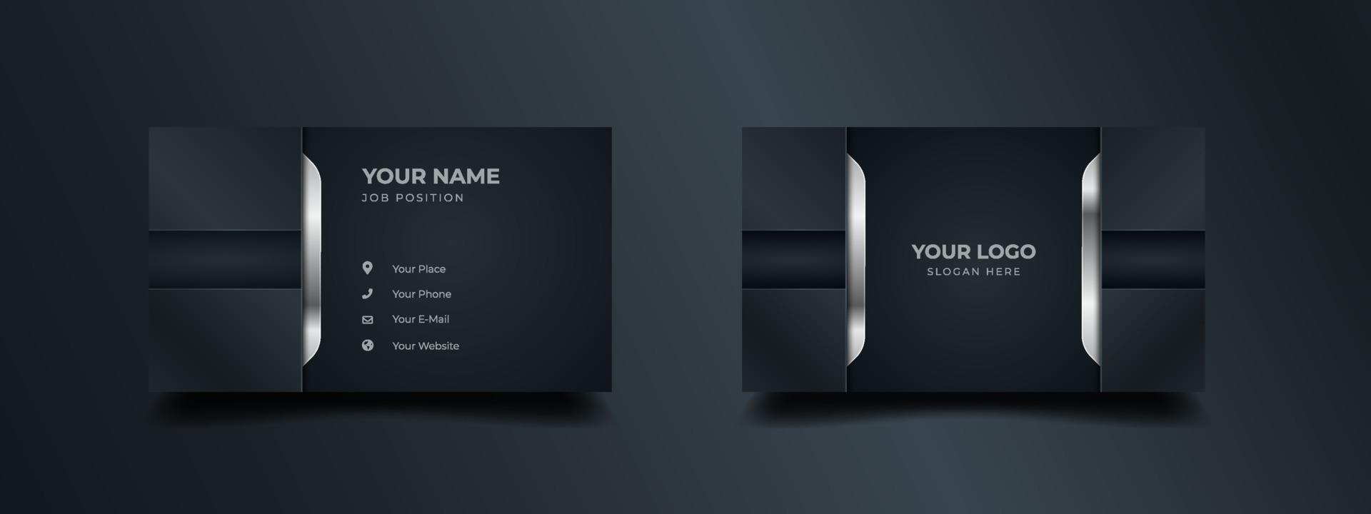 Luxury and elegant business man card design. Dark gradient abstract background. Vector illustration ready to print.