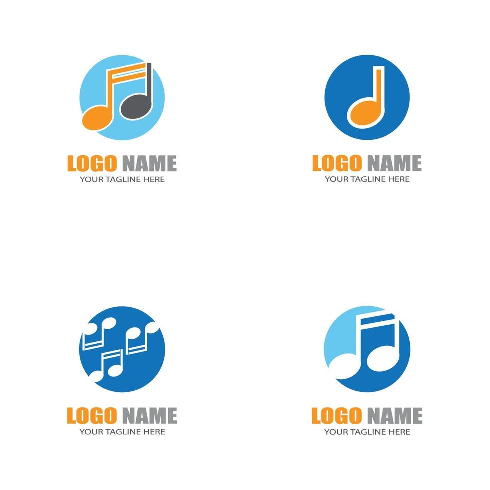 plantillas de logotipo de nota musical vector