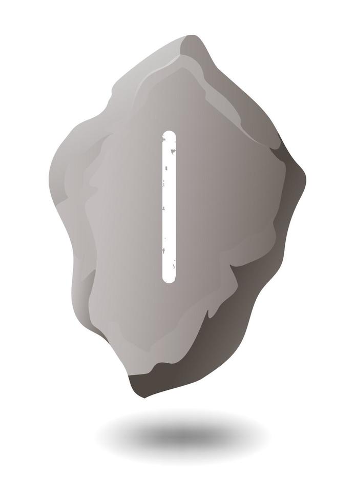 runa dibujada isa en una piedra gris vector