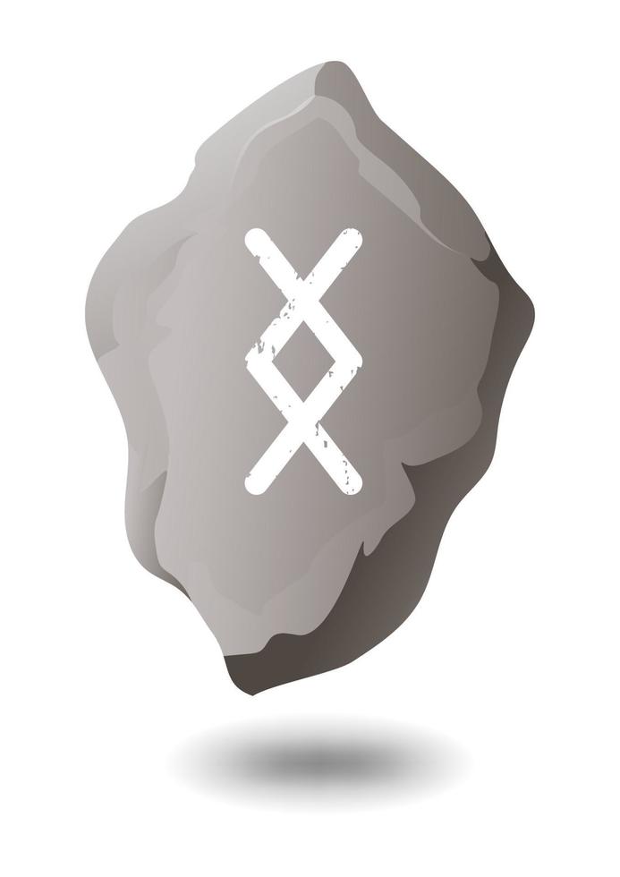DRAWN RUNE INGWAZ ON A GRAY STONE vector