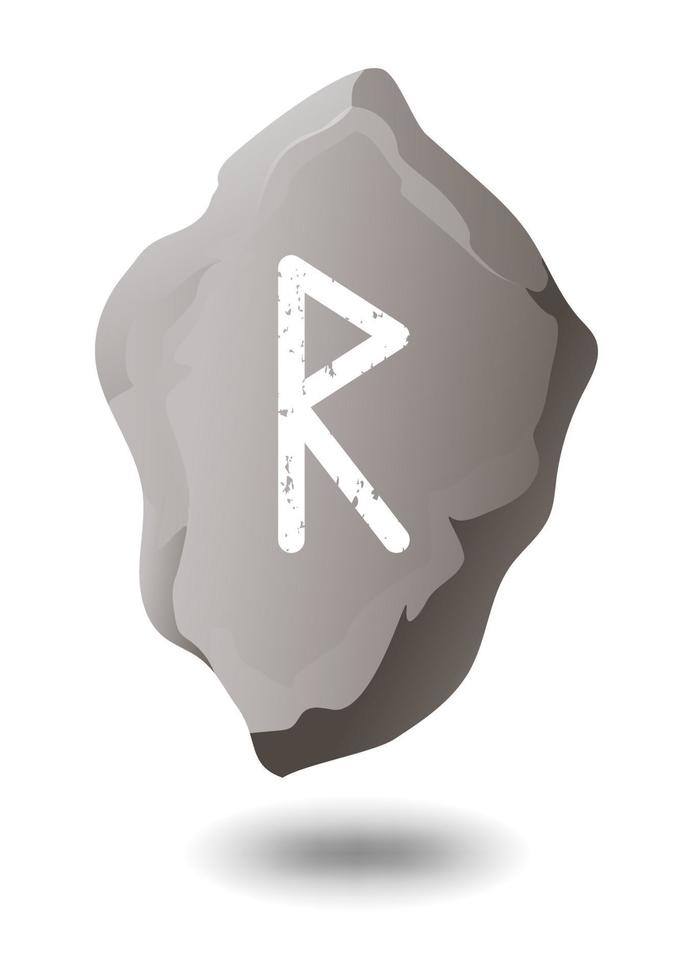 DRAWN RUNE RAIDHO ON A GRAY STONE vector