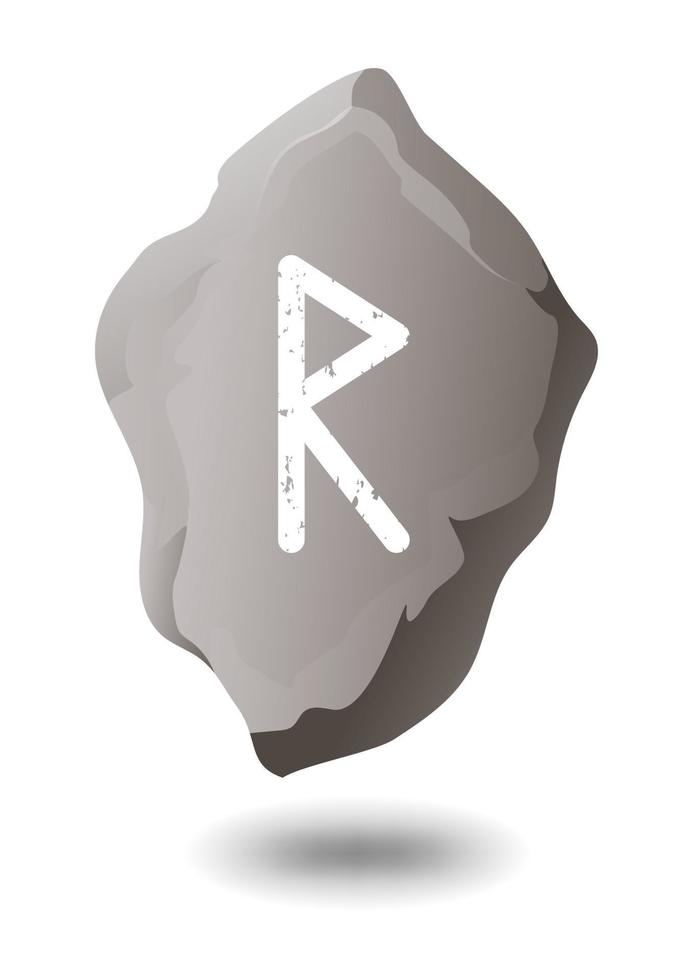 Runa dibujada raidho en una piedra gris vector