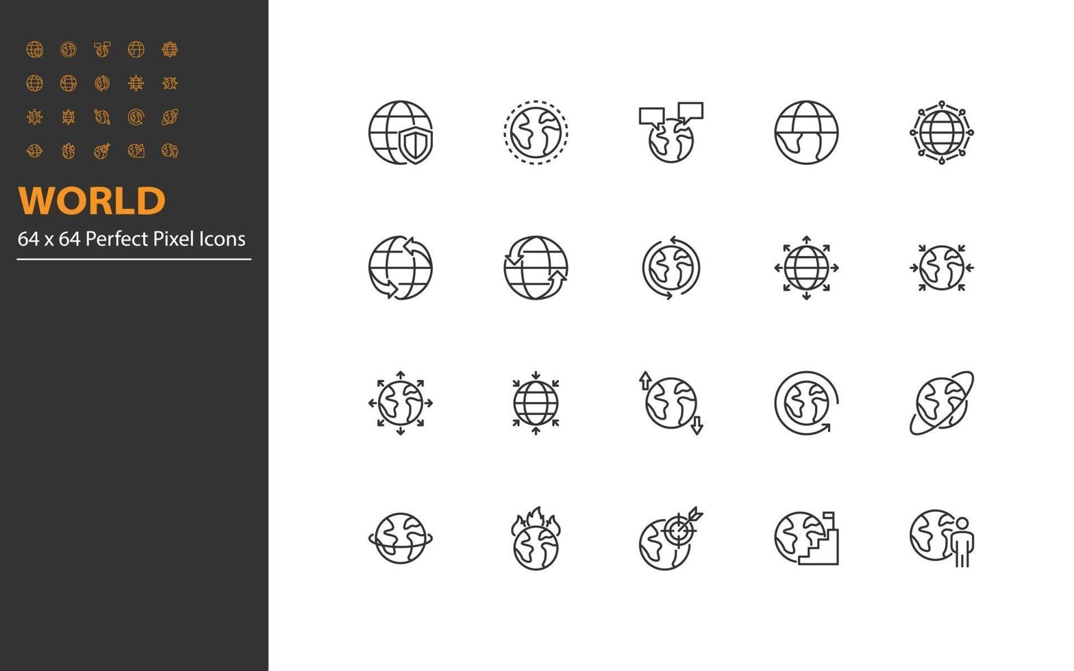 set of world thin line icons vector