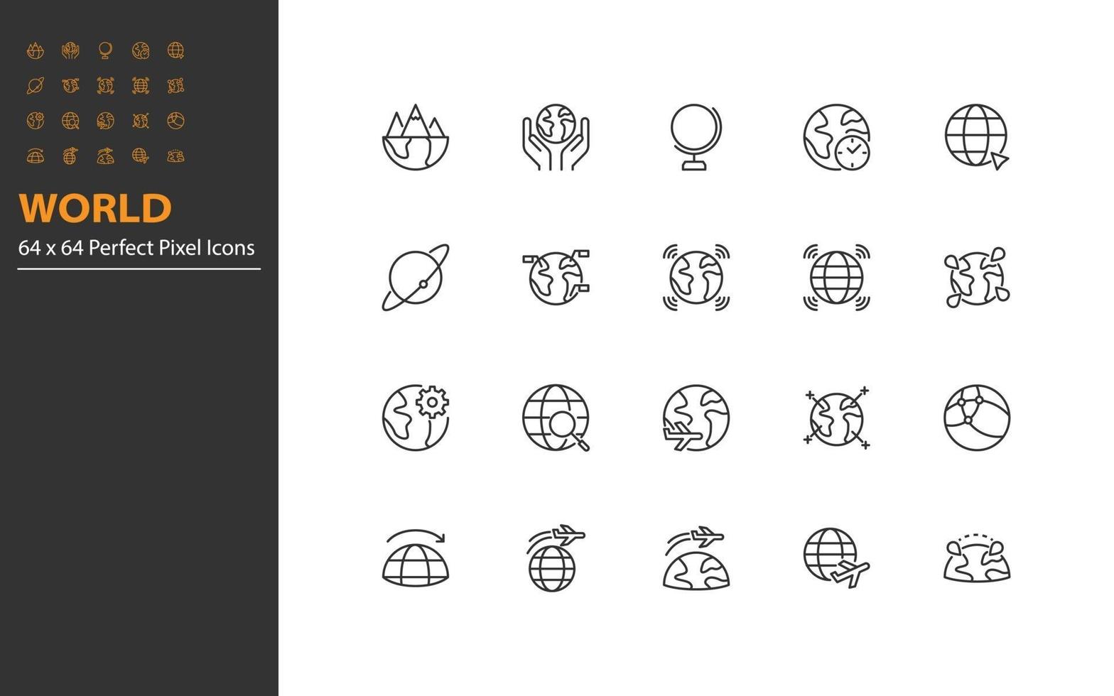 set of world thin line icons vector