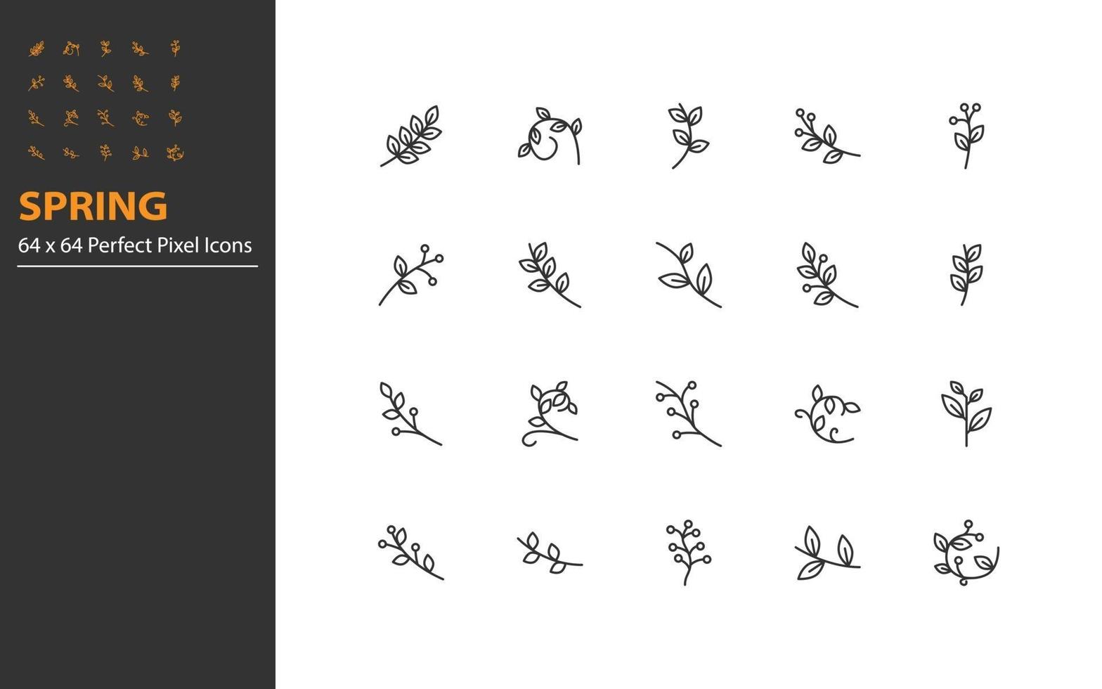 set of spring thin line icons vector