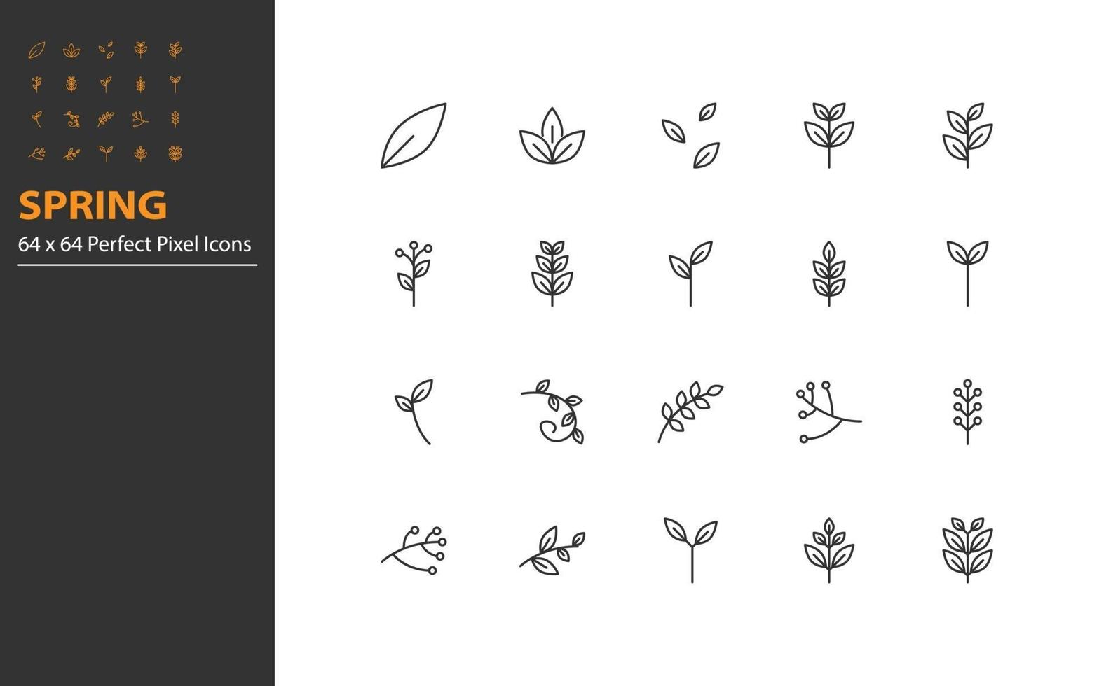 set of spring thin line icons vector