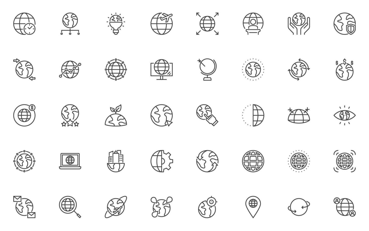 set of world thin line icons vector