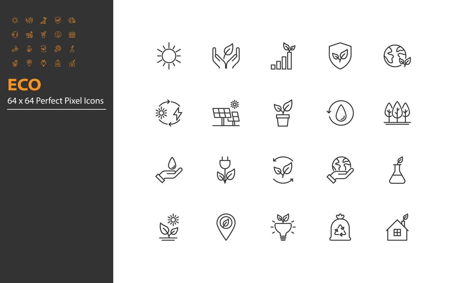 set of eco thin line icons vector