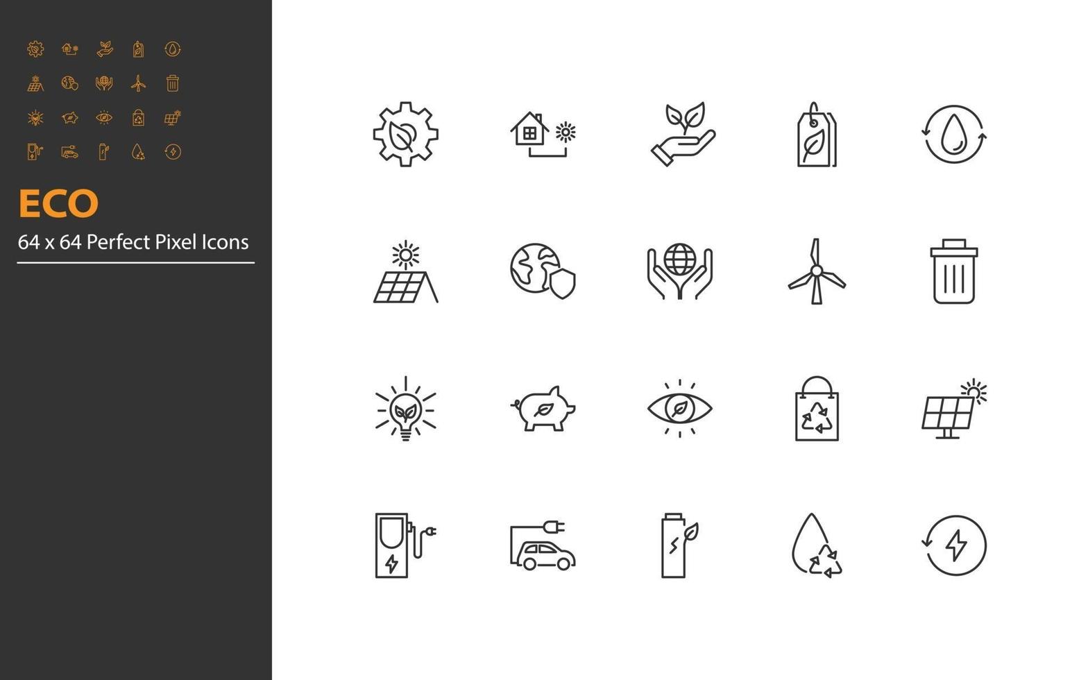 set of eco thin line icons vector