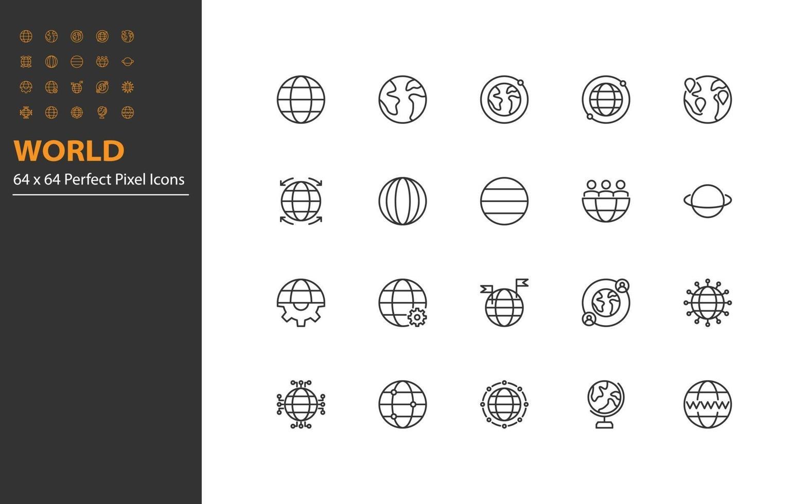 set of world thin line icons vector