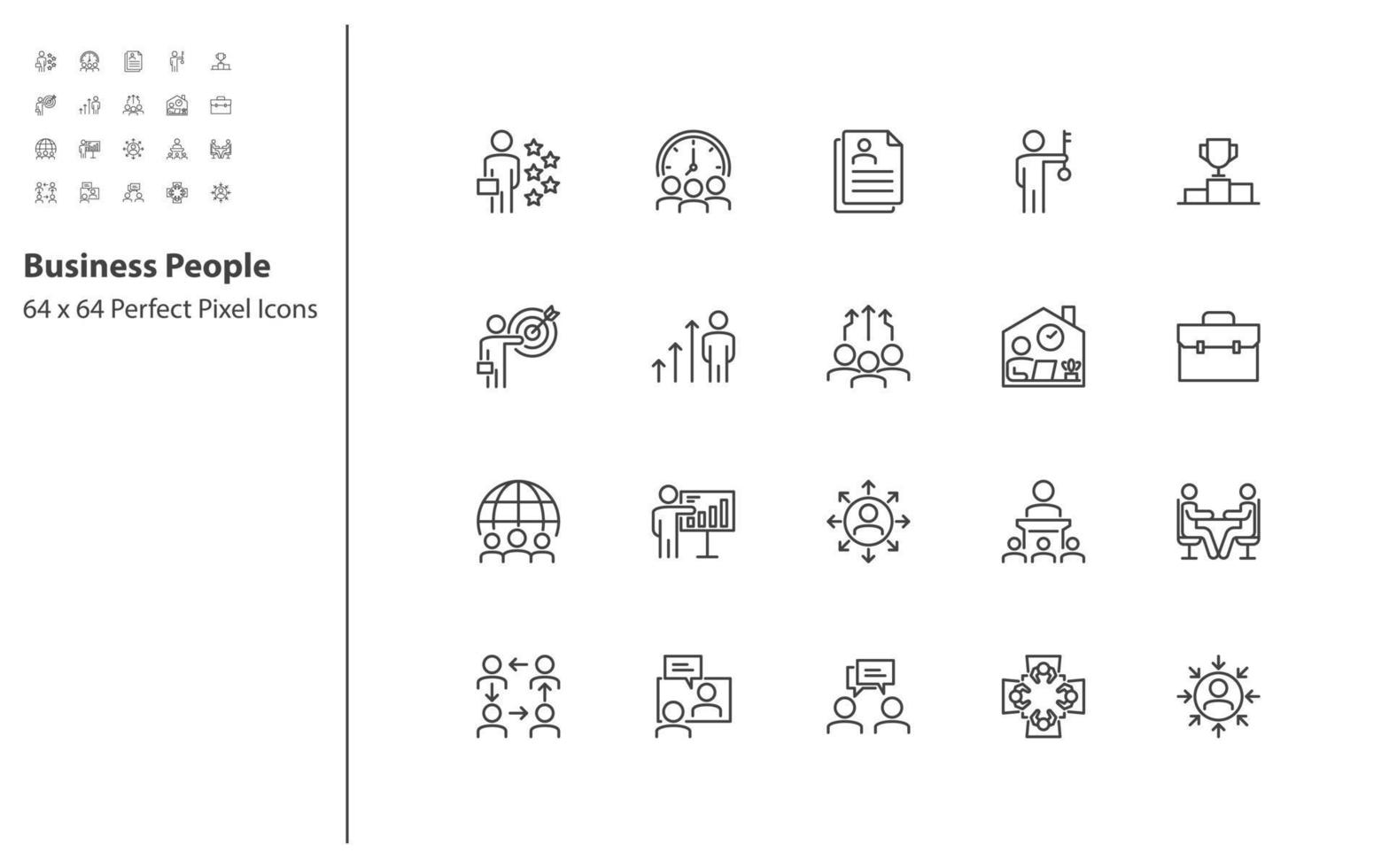 set of business people thin line icons vector