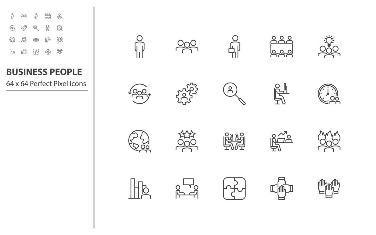 set of business people thin line icons vector