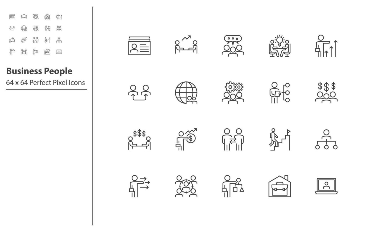 set of business people thin line icons vector