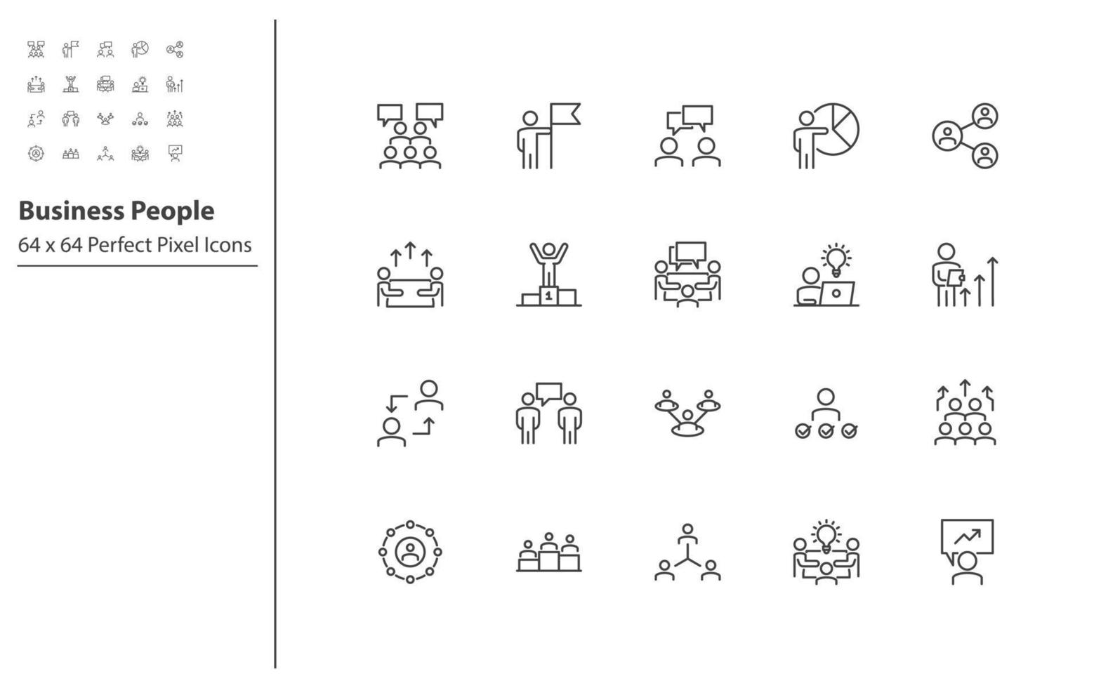 set of business people thin line icons vector