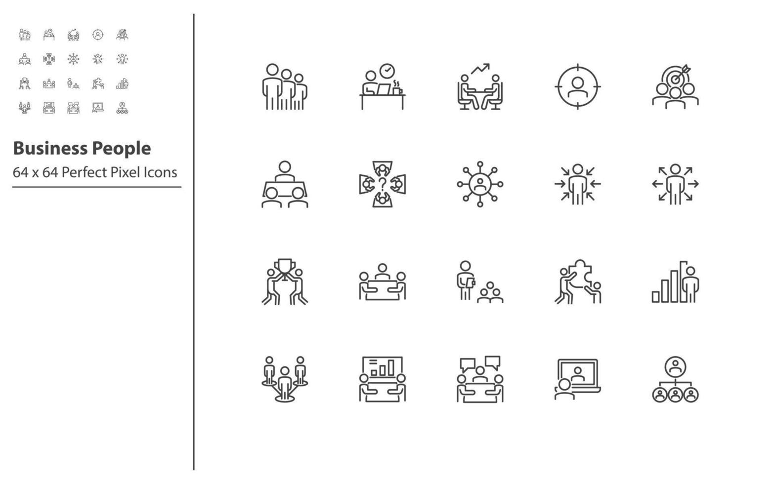 set of business people thin line icons vector