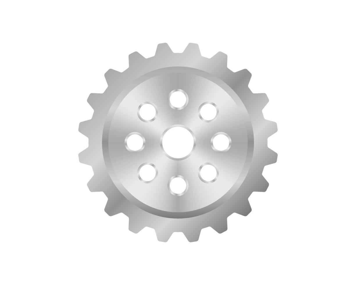 Realistic cogwheel. Polished metal. Industrial background. Vector illustration. Realistic gear icon isolated on white background