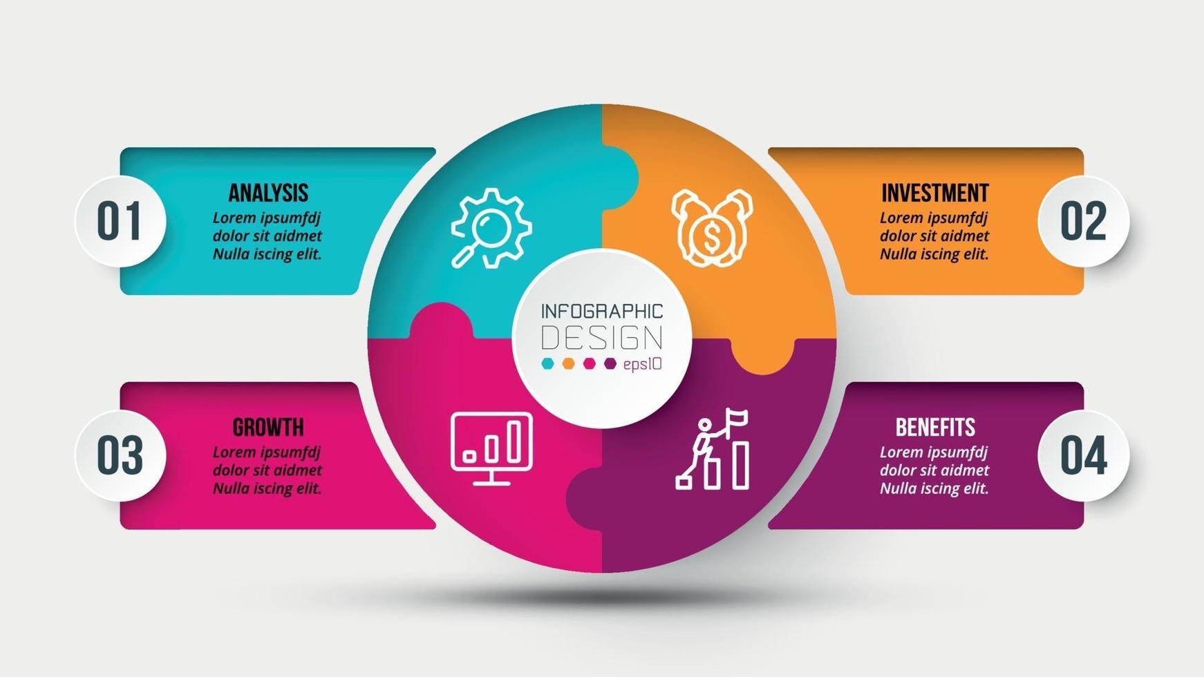 Plantilla de infografía de diagrama de negocios o marketing. vector