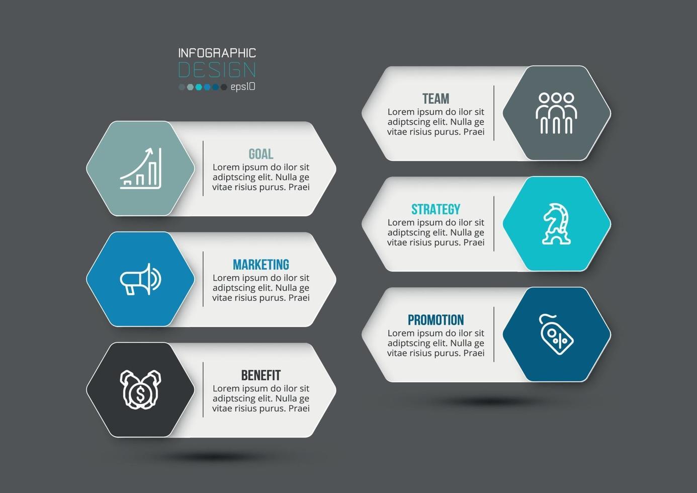 Hexagonal shape template vector infographic design.