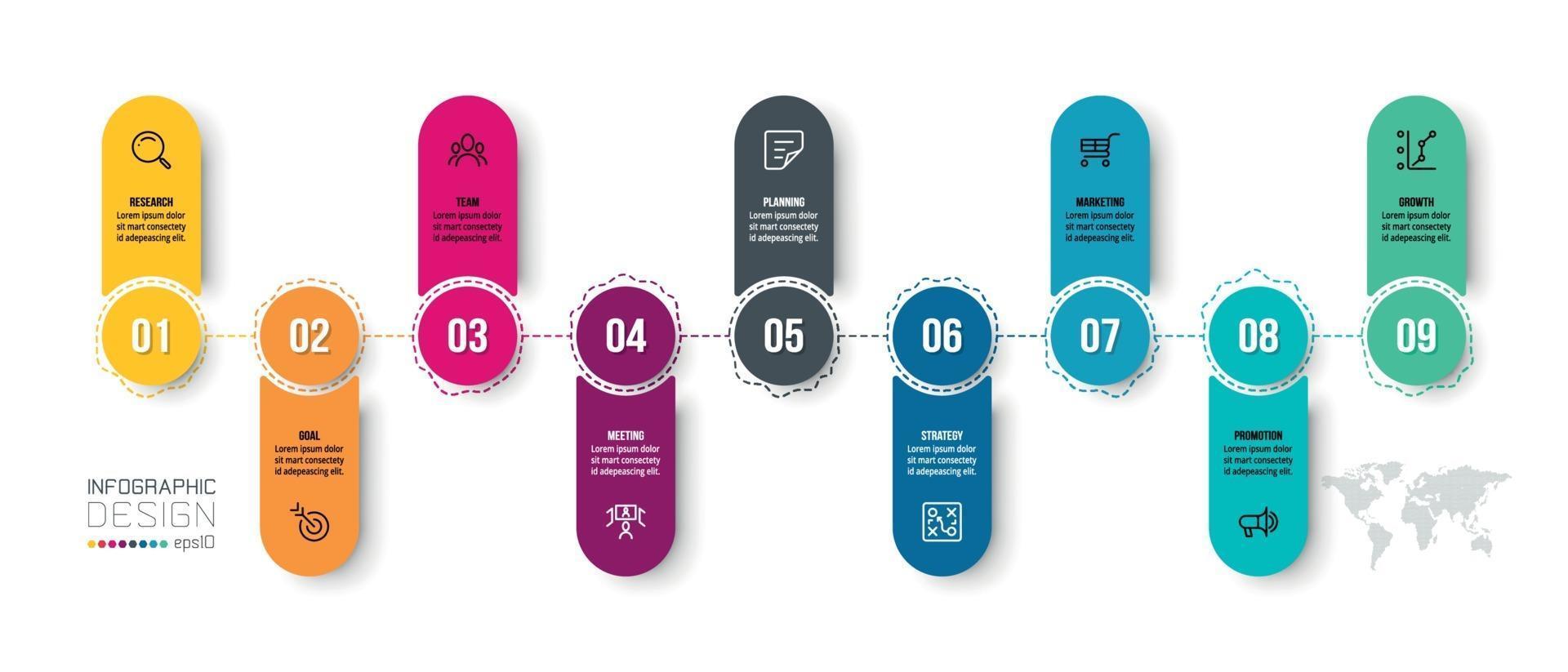 Timeline chart business infographic template. vector