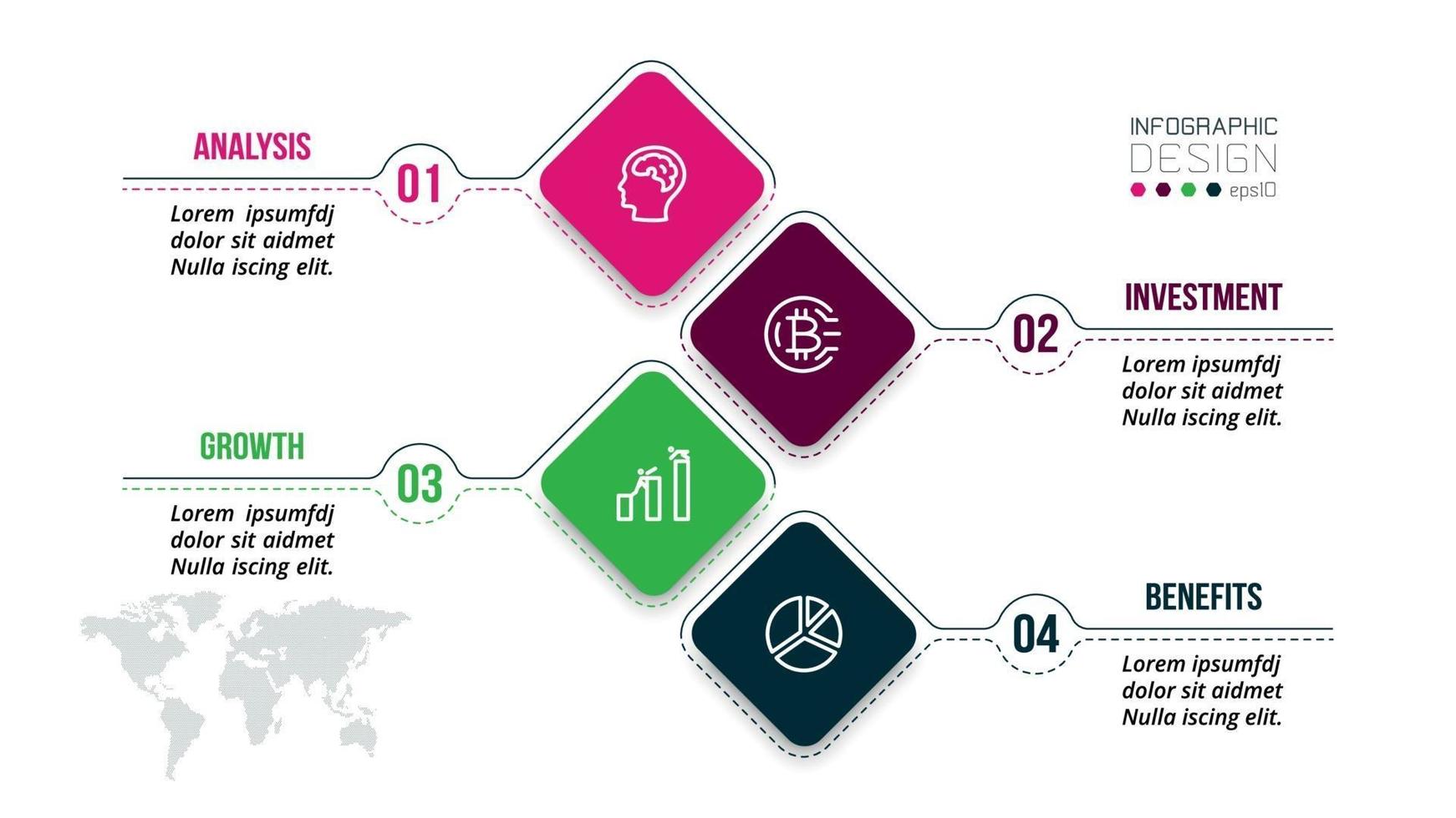 4 step process work flow infographic template. vector