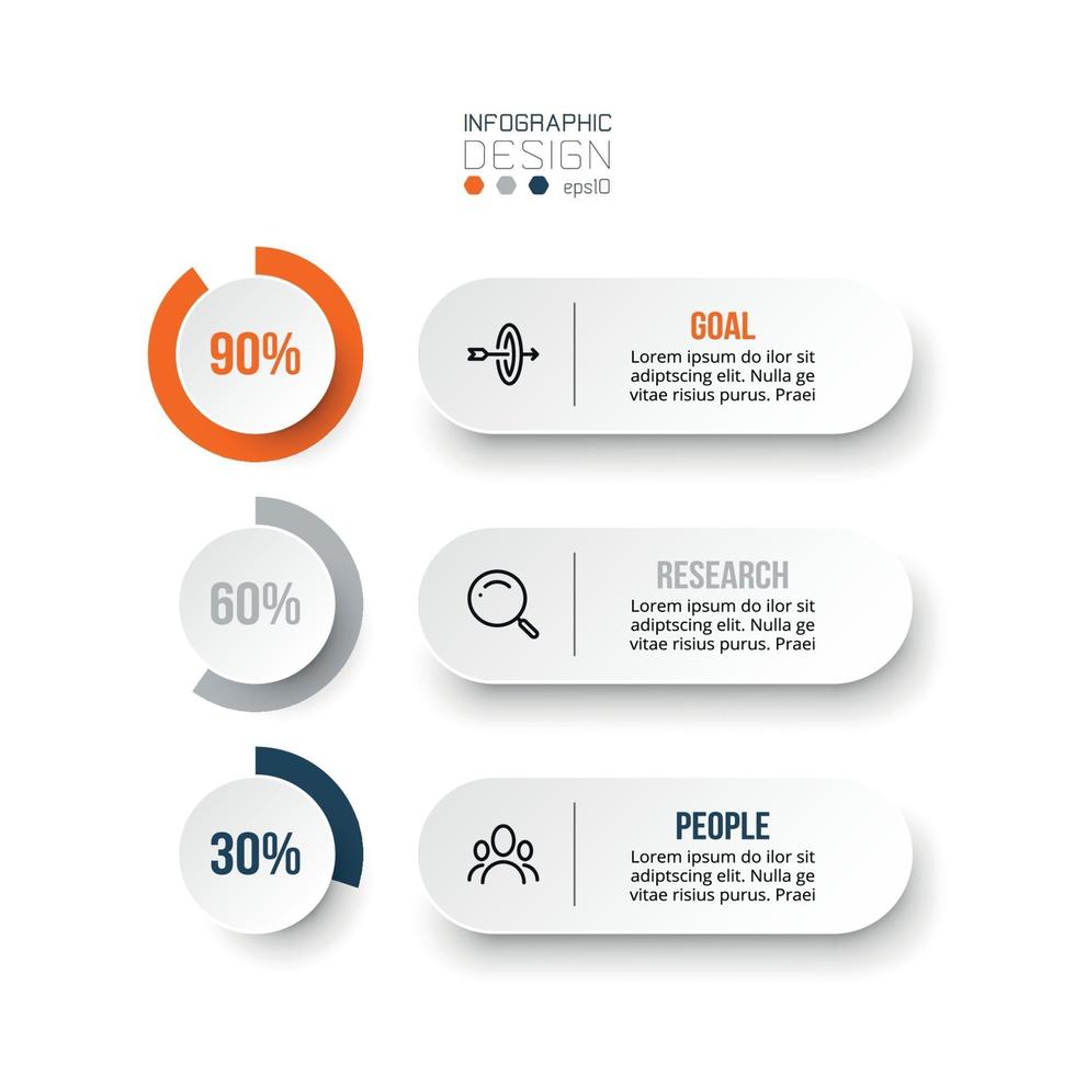 Business concept infographic template with percentage option. vector