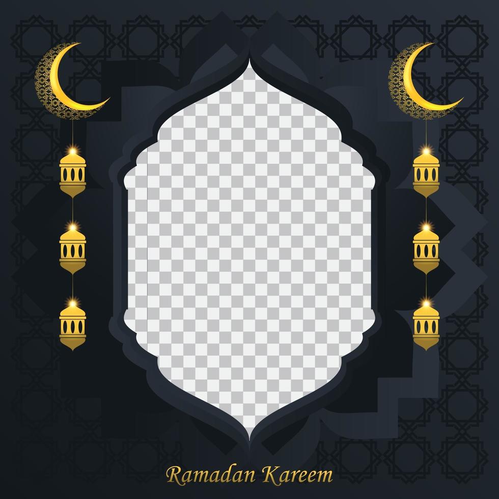 Ramadan kareem background for social media post design template. crescent moon and lantern element. Islamic backgrounds for posters, banners, greeting cards and social media post template. vector