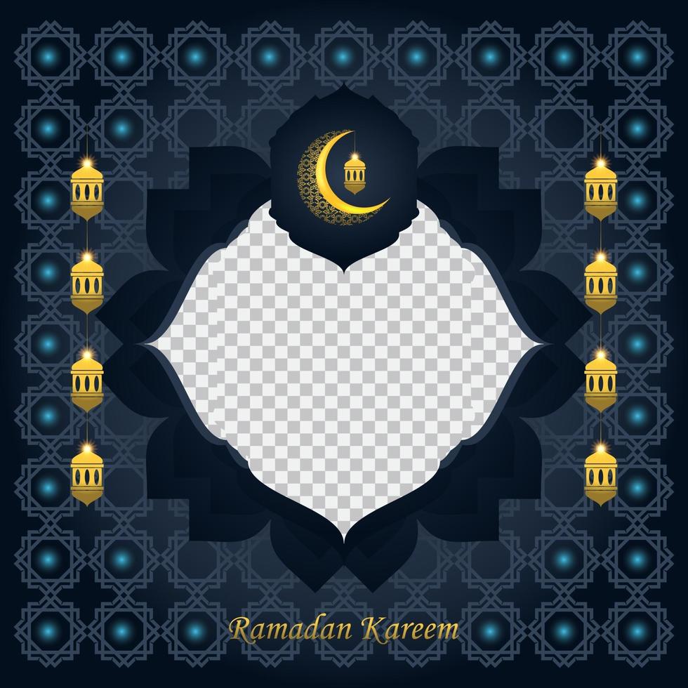 Ramadan kareem background for social media post design template. crescent moon and lantern element. Islamic backgrounds for posters, banners, greeting cards and social media post template. vector