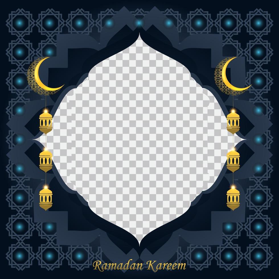 Fondo de ramadan kareem para la plantilla de diseño de publicaciones de redes sociales. luna creciente y elemento de linterna. fondos islámicos para carteles, pancartas, tarjetas de felicitación y plantilla de publicación en redes sociales. vector