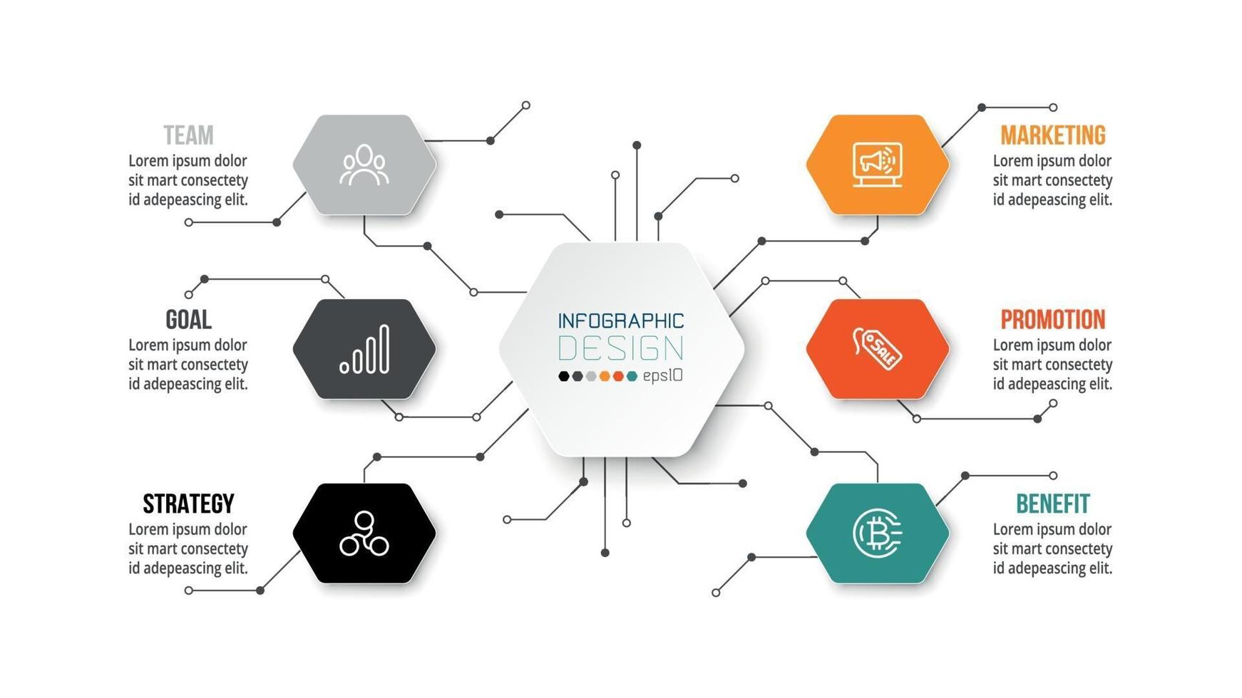 Plantilla de infografía de diagrama de negocios o marketing. vector