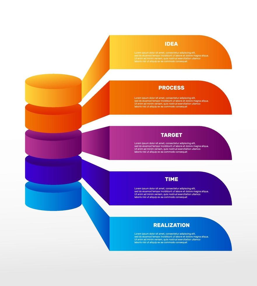 infografías. coloridos procesos de negocio, flujo de trabajo, diagrama. propósito. ilustraciones de negocios vectoriales. vector