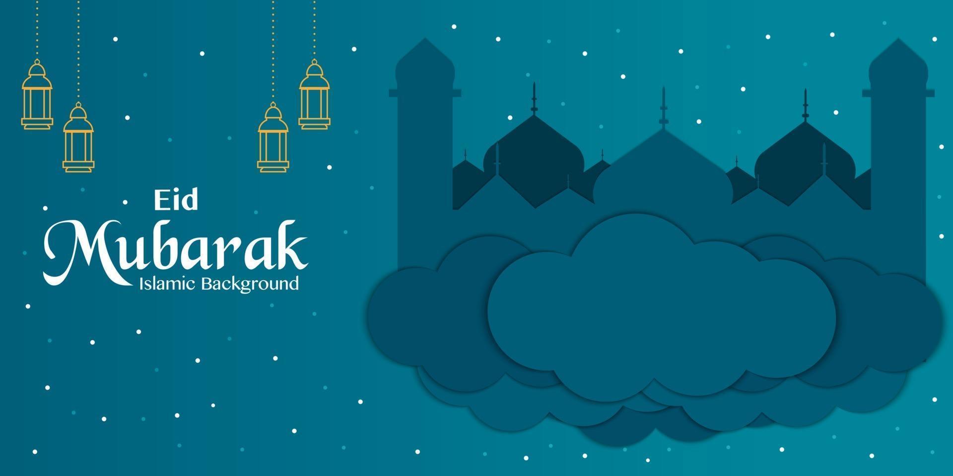 Eid Mubarak With Mosque Vector