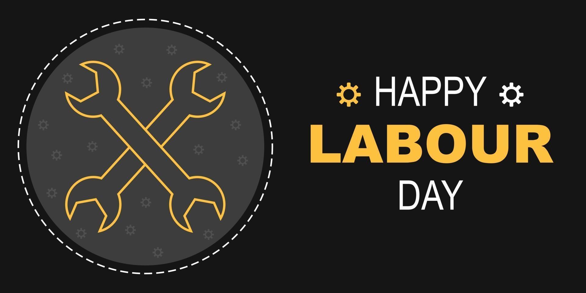 Happy Labour Day With Wrench Vector