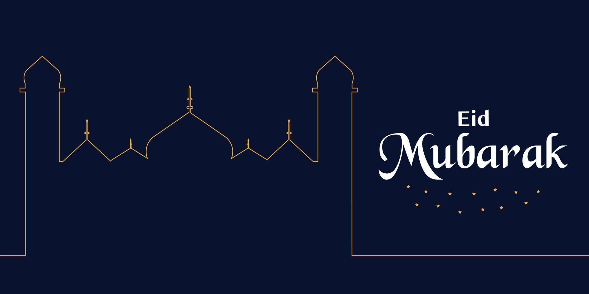 Eid Mubarak Mosque Line Vector