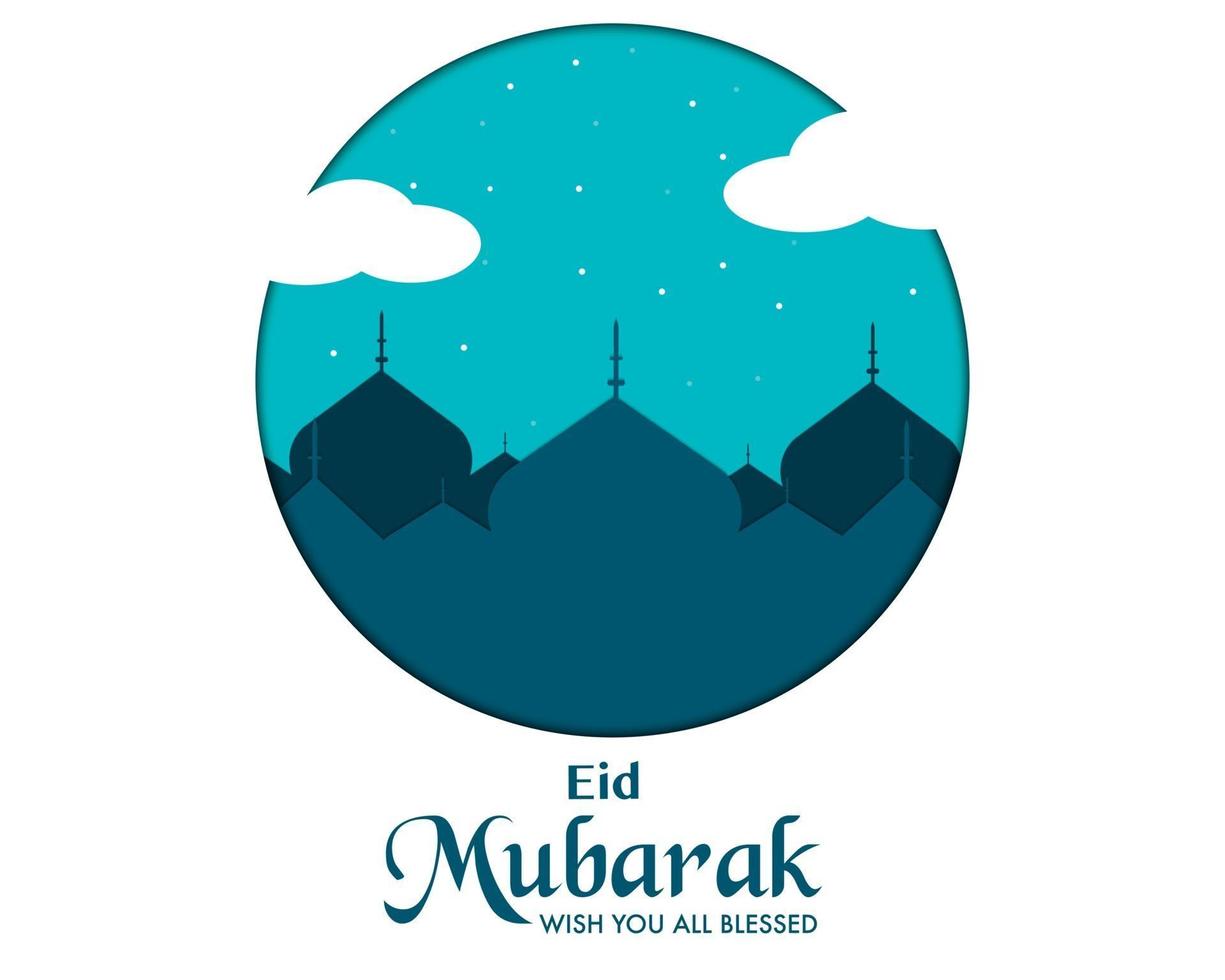 Papercut Style Eid Mubarak Vector