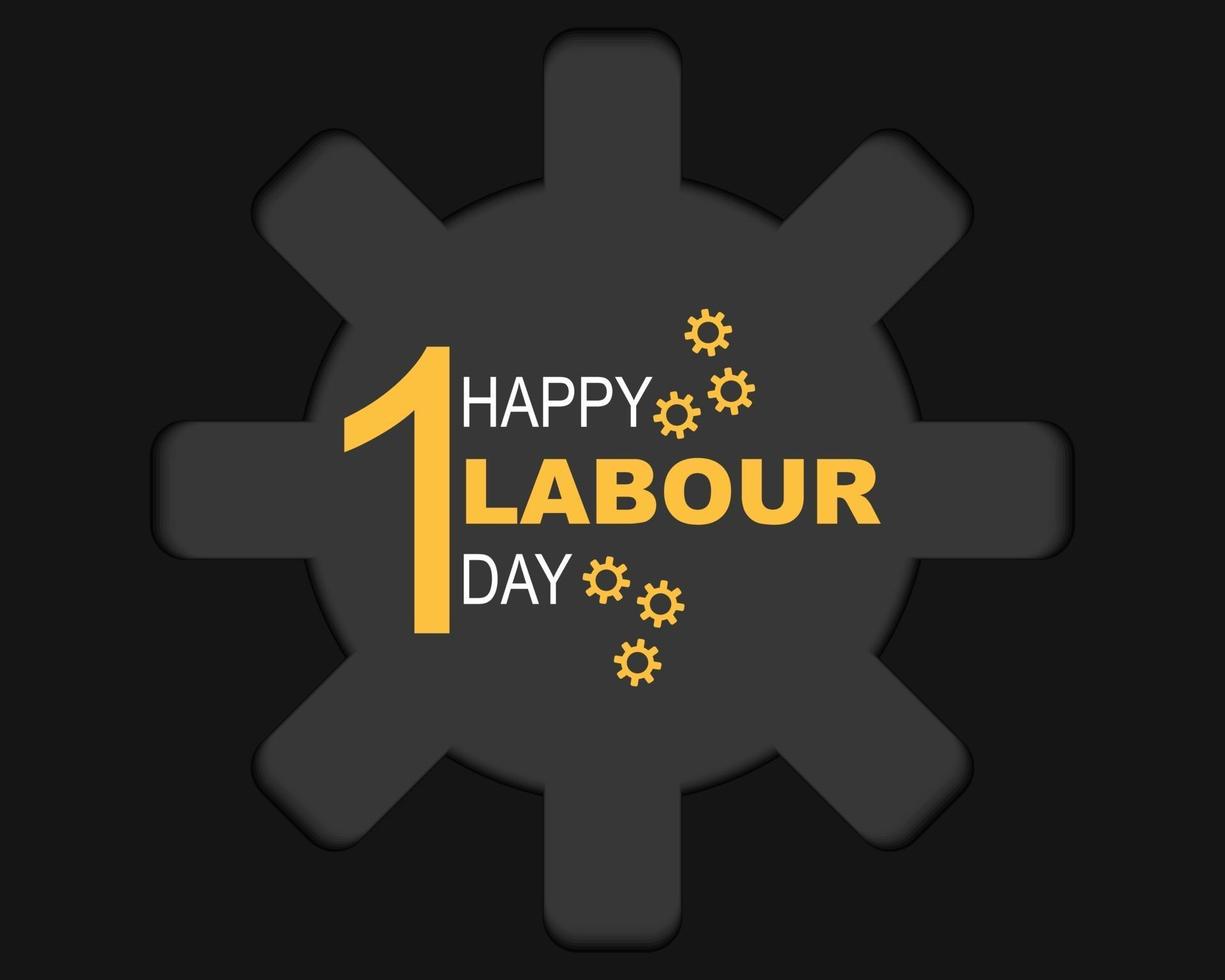 Happy Labour Day Gear Paper Vector