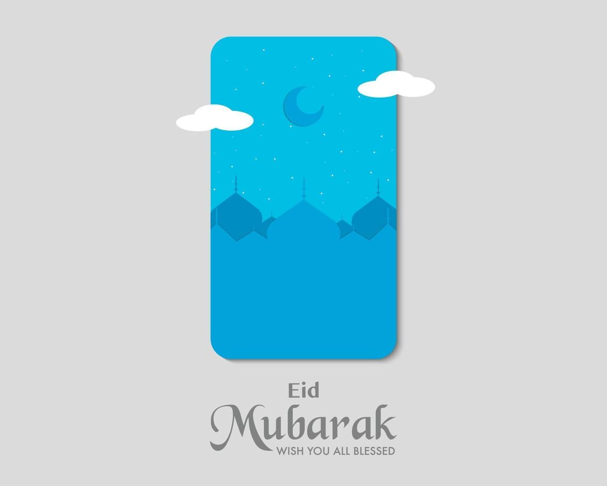 Eid Mubarak Phone Paper Vector