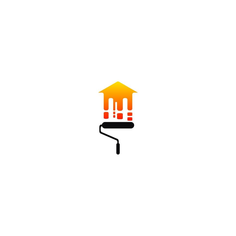 Home paint brush illustration logo design vector