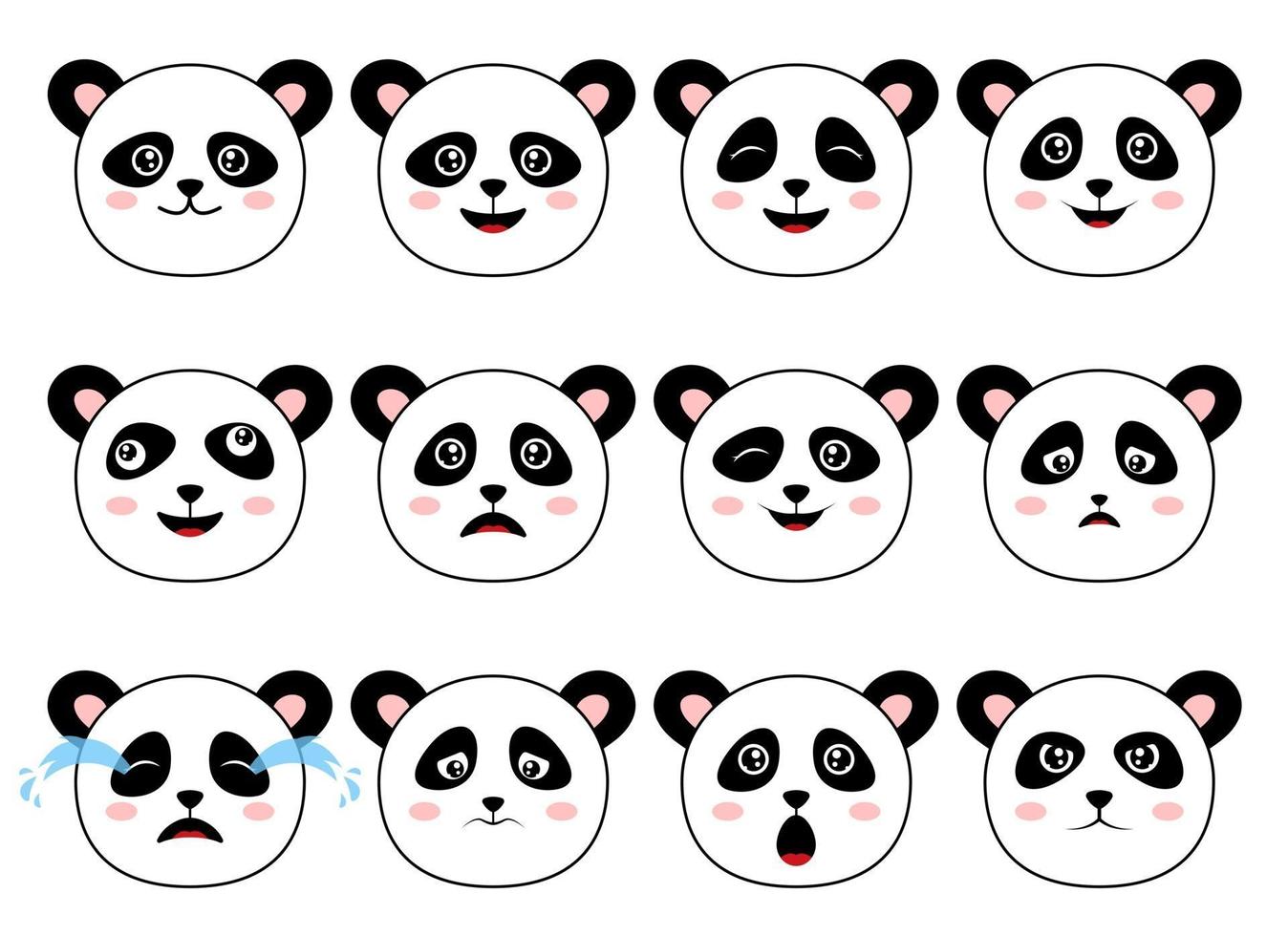 Ilustración de diseño de vector de oso panda aislado sobre fondo blanco