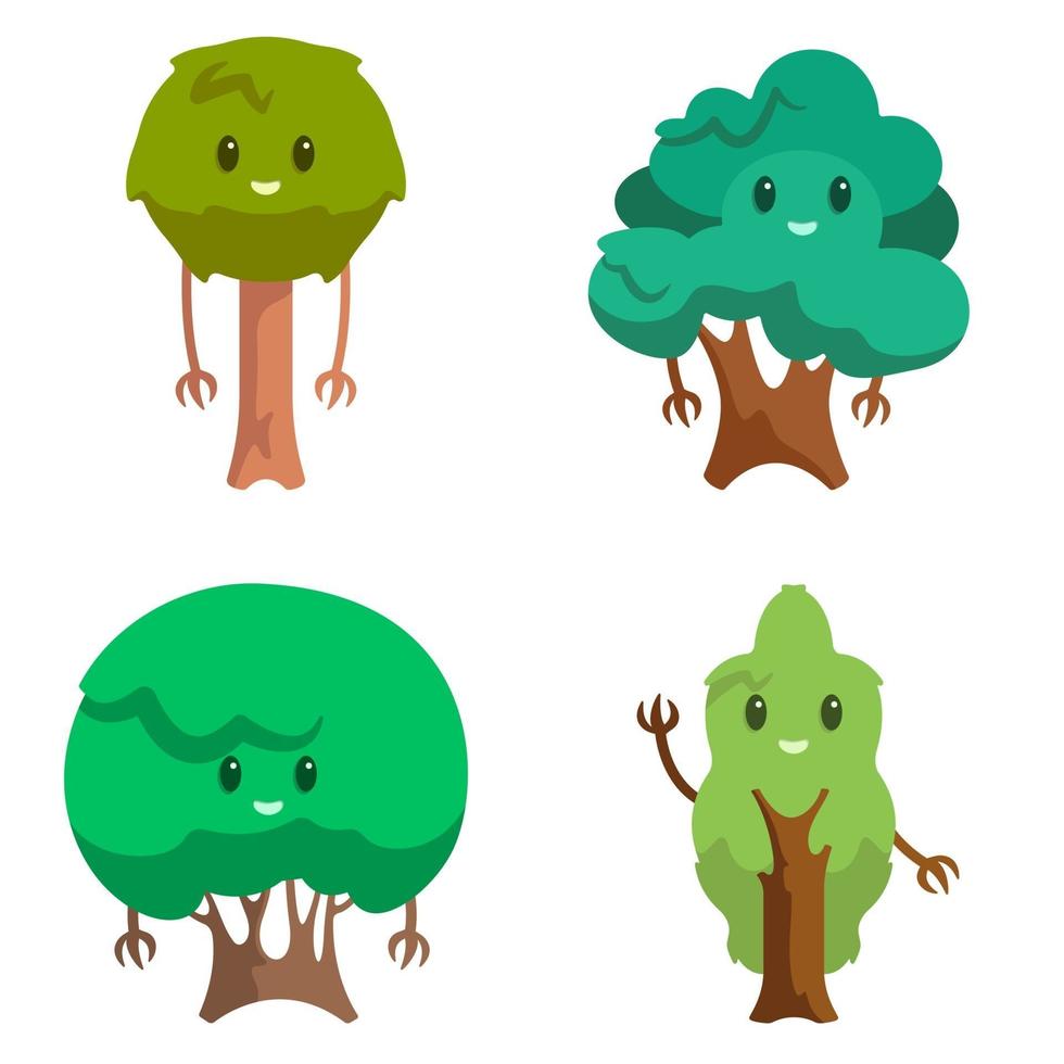 Set of different anthropomorphic trees. vector