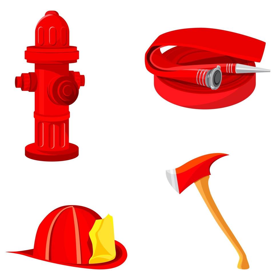 conjunto de equipo contra incendios. vector