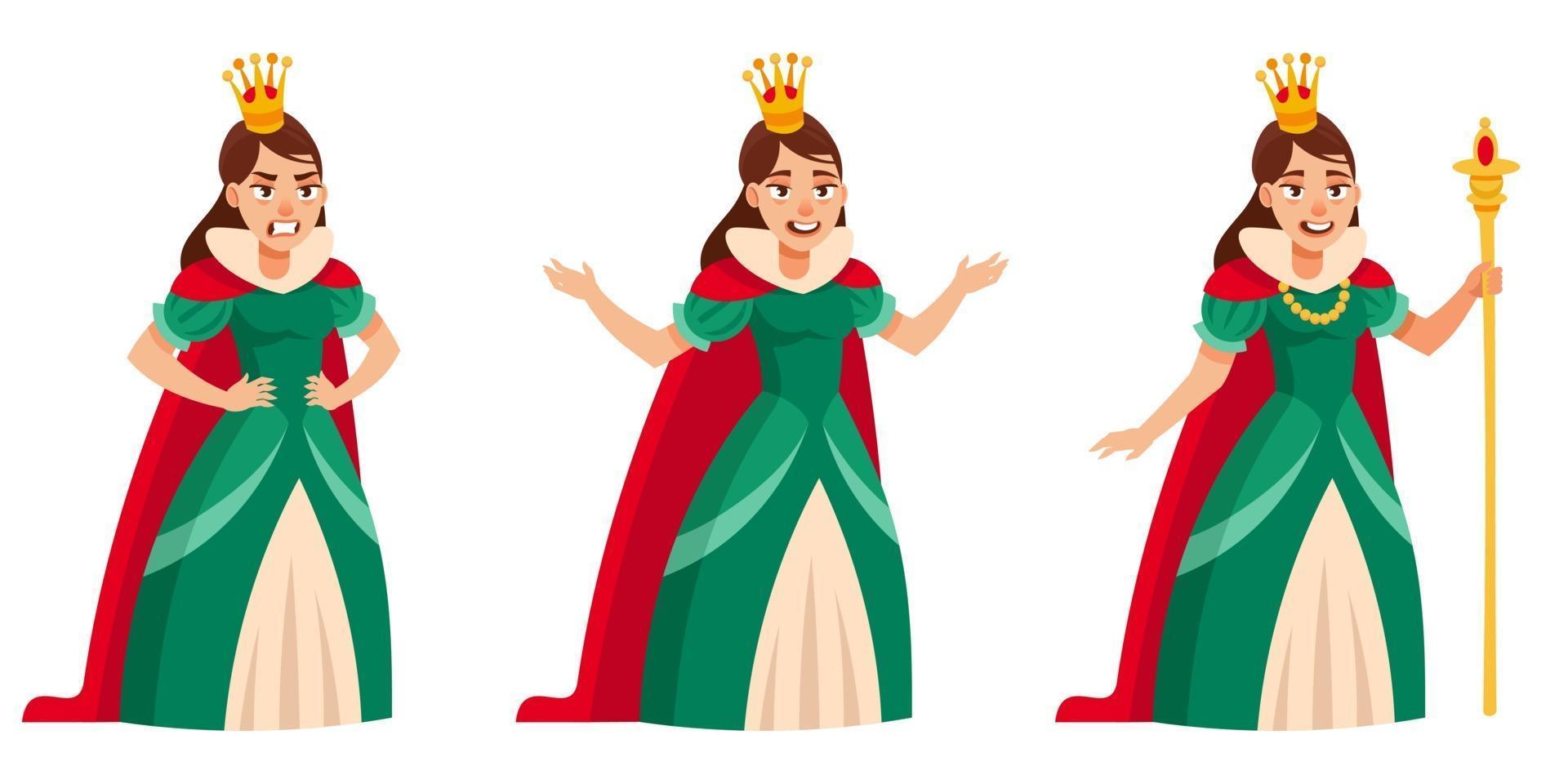 reina en diferentes poses. vector