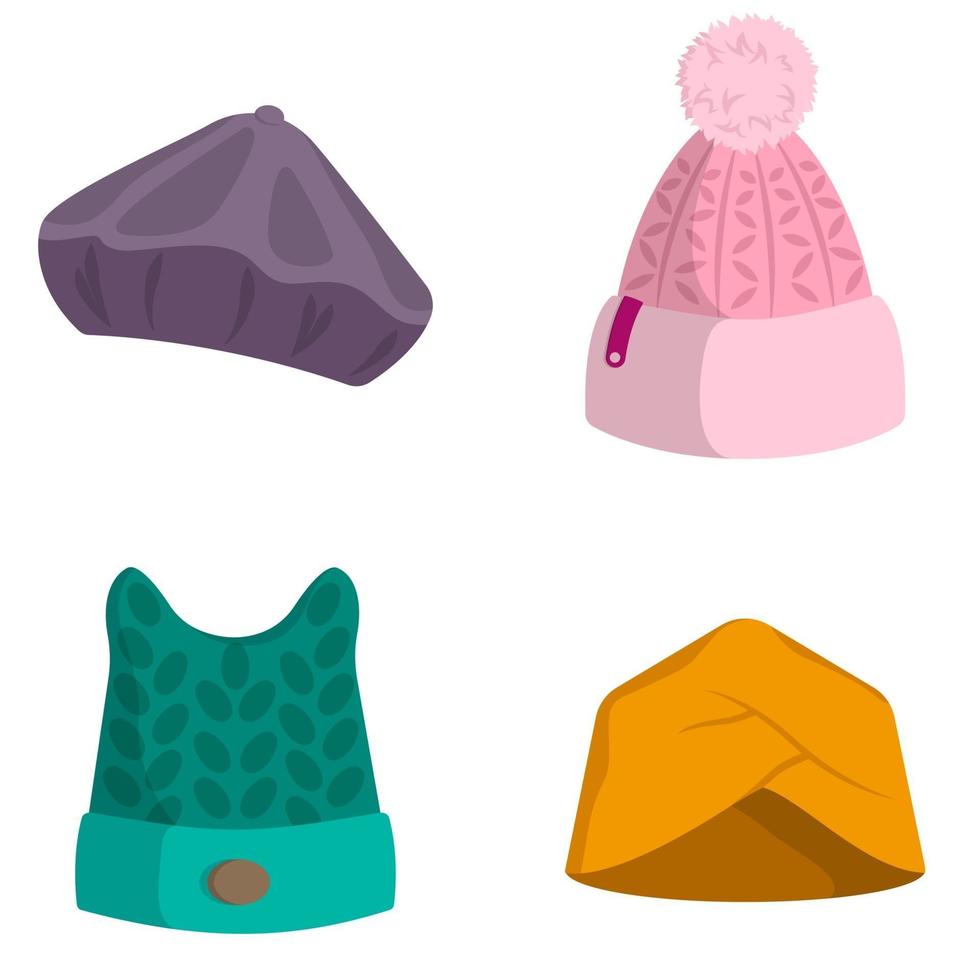 Set of women's hats. vector