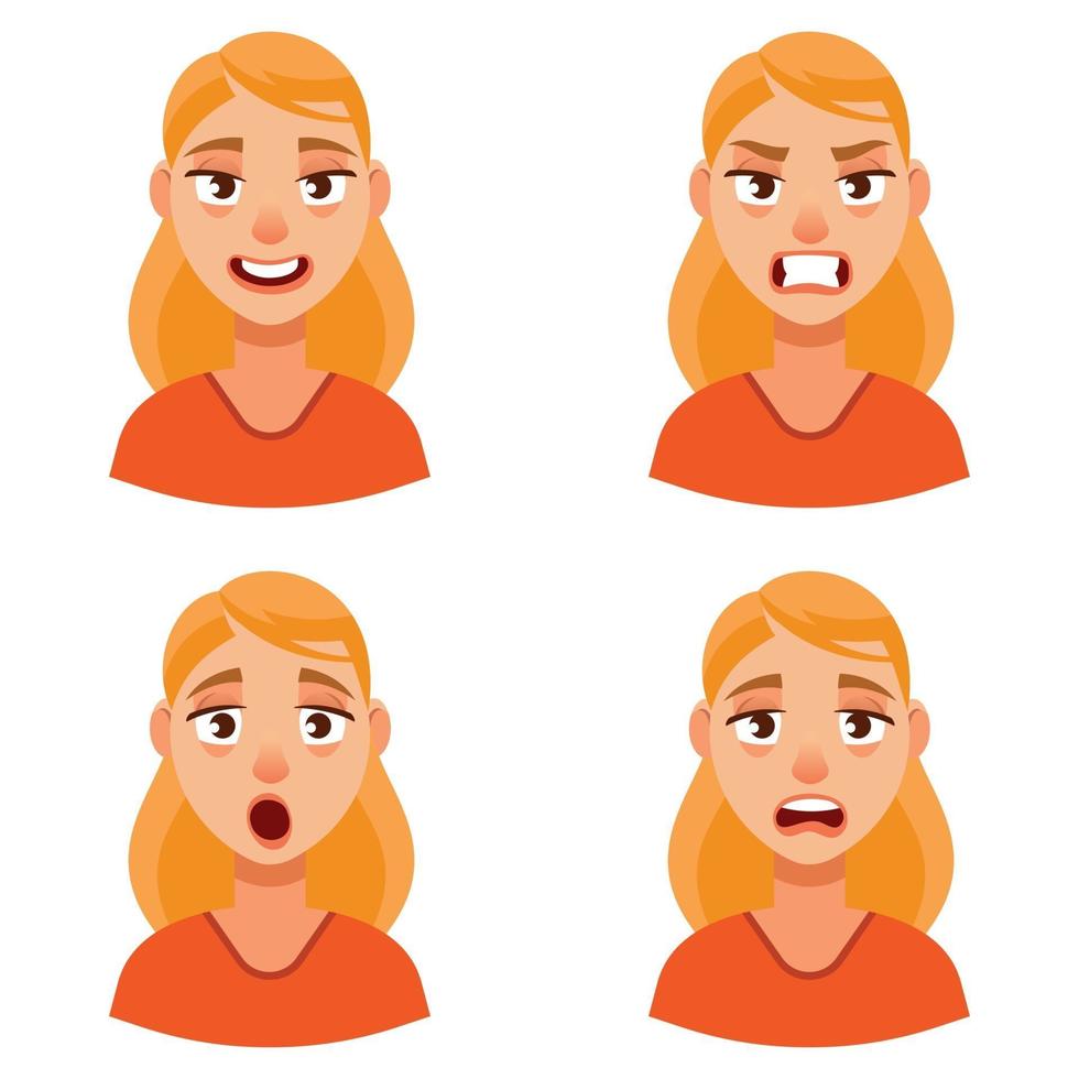 Woman with different emotions. vector