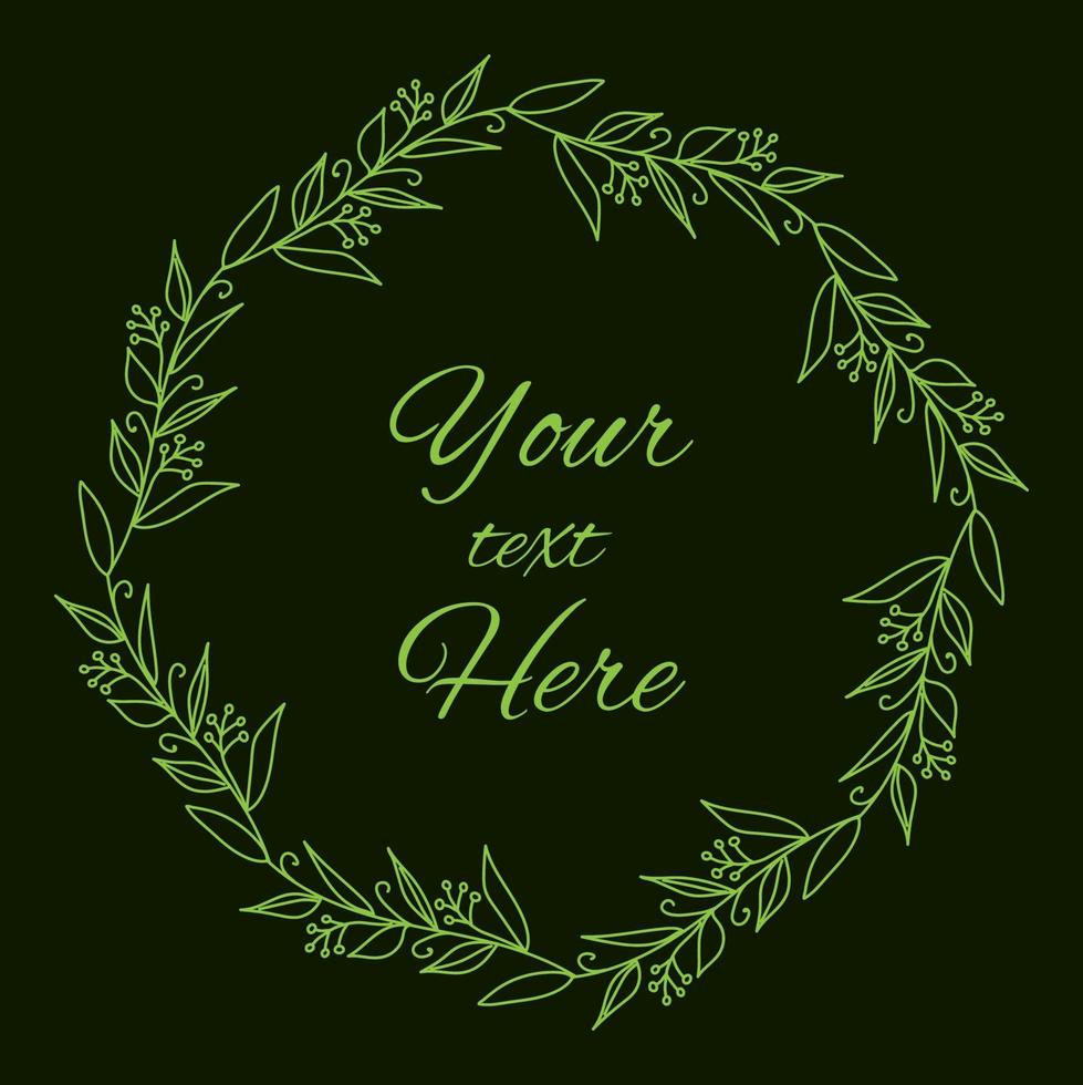 Vector illustration of hand drawn wreaths. Cute doodle floral frame