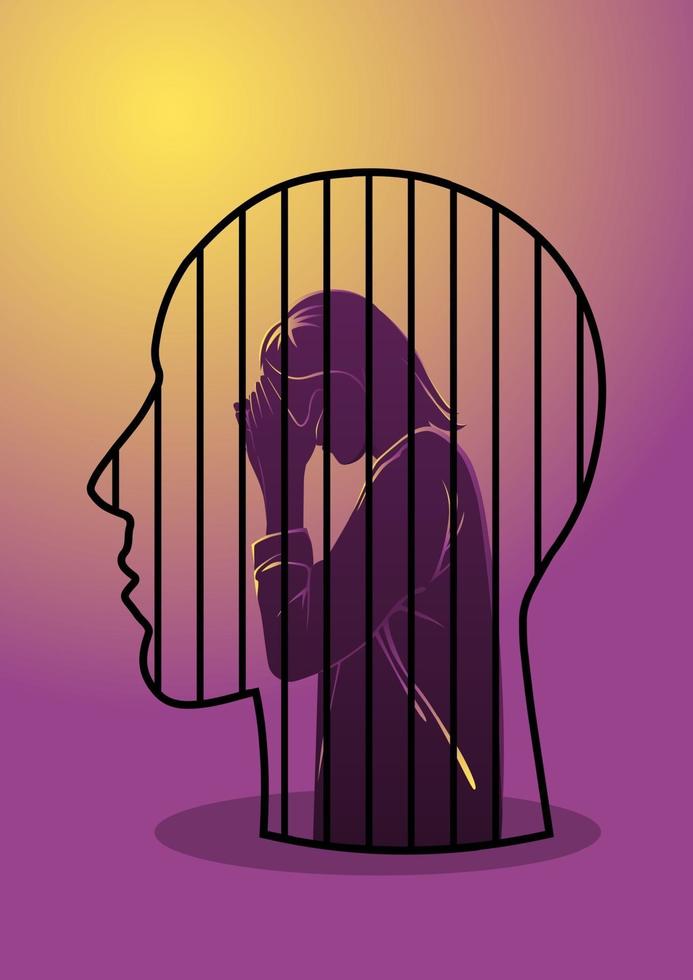 A woman locked in a head vector