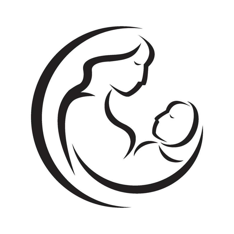 A mother holding baby. Vector illustration