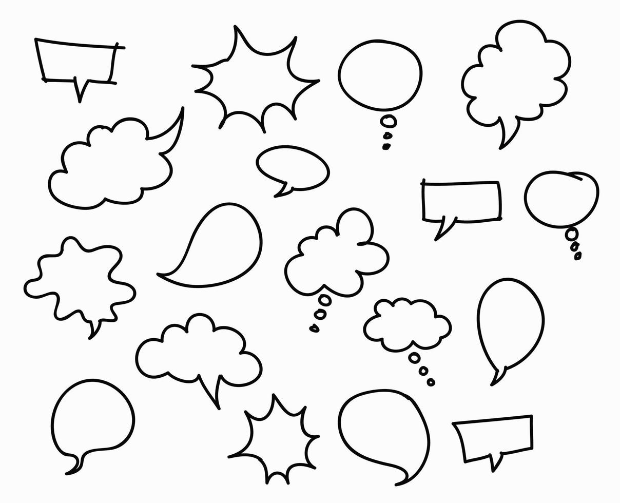 Hand drawn speech bubble collection, vector design.