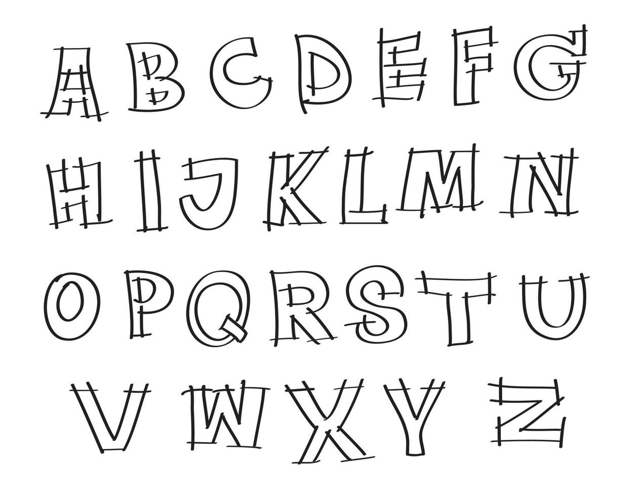 Hand drawn alphabet, vector  design.